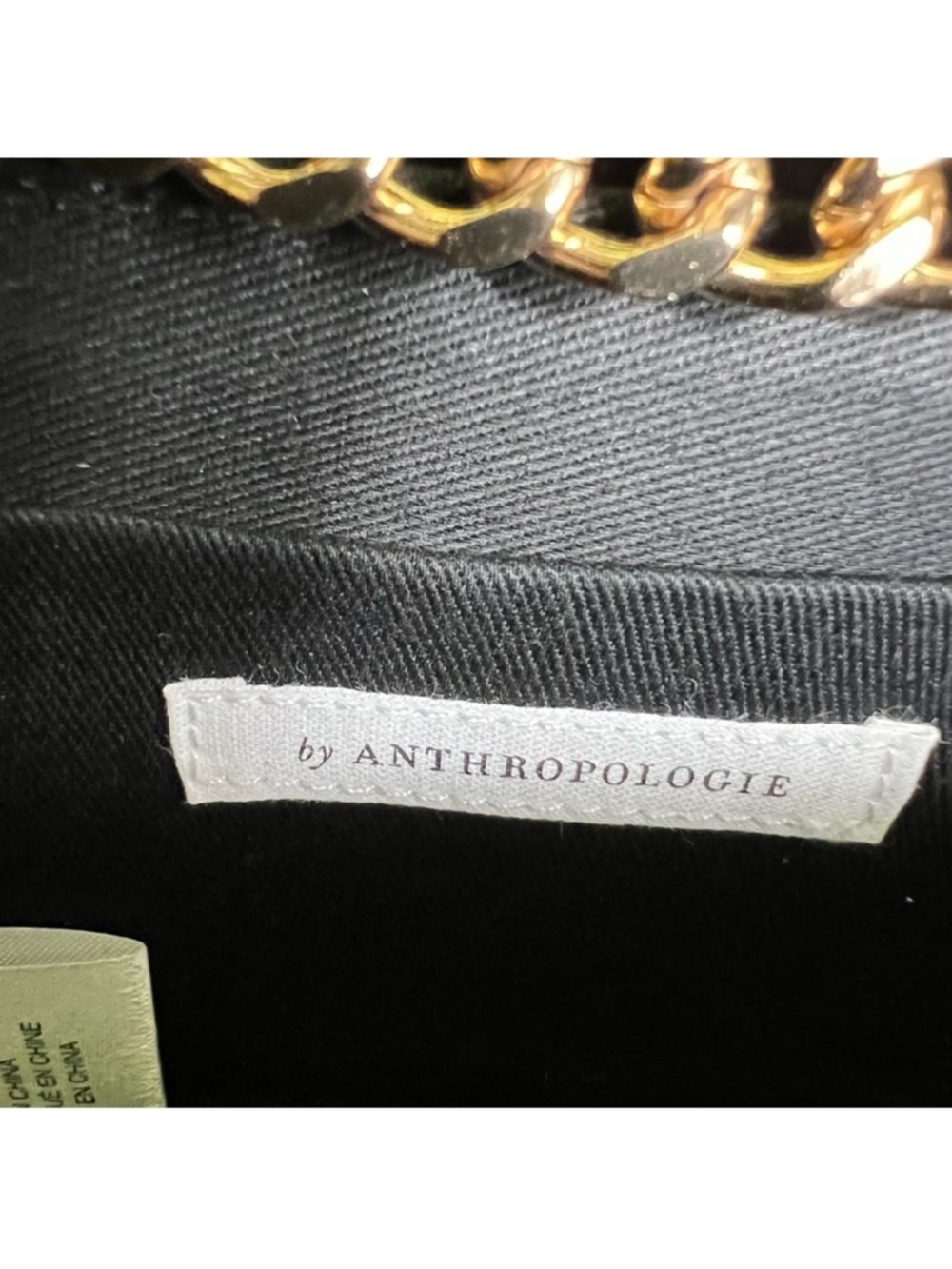 Anthropologie black velvet mini purse gold tone chain NWT - Picture 8 of 10